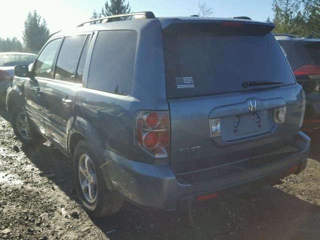 2HKYF18587H536120 - 2007 HONDA PILOT EXL BLUE photo 3