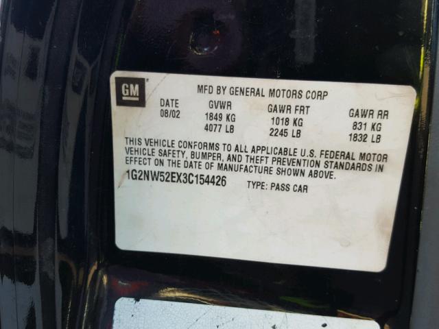 1G2NW52EX3C154426 - 2003 PONTIAC GRAND AM G BLACK photo 10