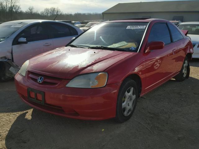 1HGEM22971L094834 - 2001 HONDA CIVIC SI RED photo 2