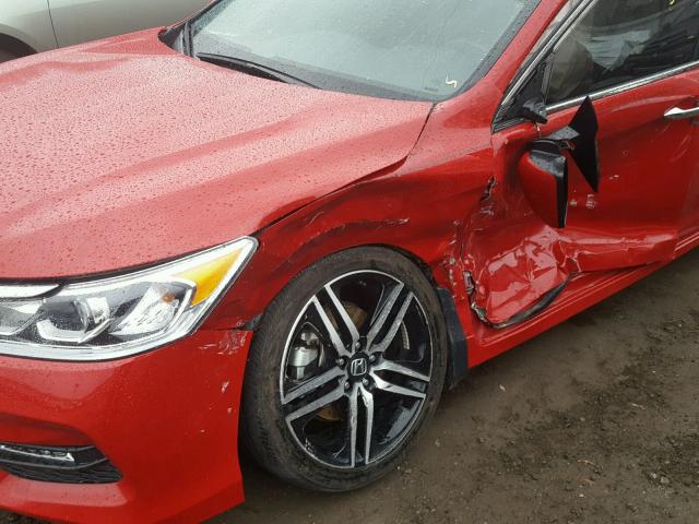 1HGCR2F50GA228183 - 2016 HONDA ACCORD SPO RED photo 9