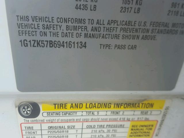 1G1ZK57B694161134 - 2009 CHEVROLET MALIBU LTZ 白色 照片 10