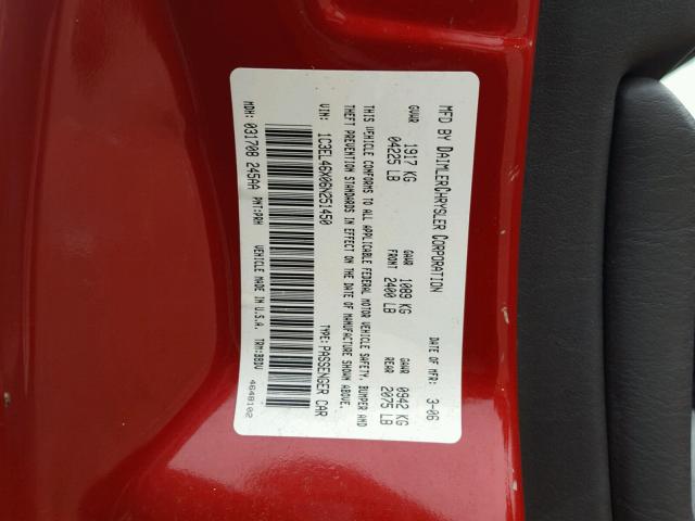 1C3EL46X06N251450 - 2006 CHRYSLER SEBRING RED photo 10