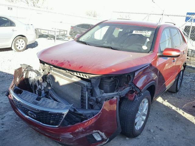 5XYKT3A69EG479606 - 2014 KIA SORENTO LX RED photo 2