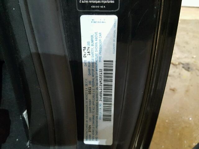 3VWBB61C2WM022132 - 1998 VOLKSWAGEN NEW BEETLE 黑色 照片 10