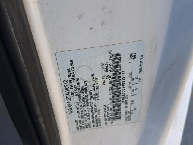 2FMZA50614BB15714 - 2004 FORD FREESTAR S WHITE photo 10