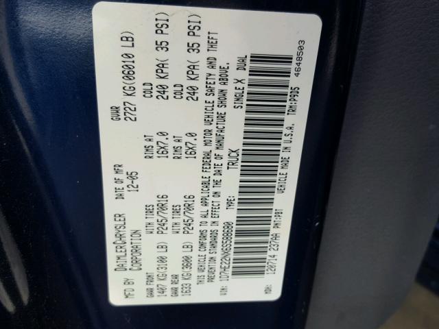 1D7HE22NX6S588680 - 2006 DODGE DAKOTA ST BLUE photo 10