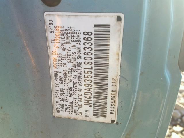 JH4DA9355LS063368 - 1990 ACURA INTEGRA LS BLUE photo 10