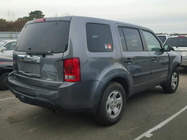 5FNYF4H23DB073028 - 2013 HONDA PILOT LX GRAY photo 4