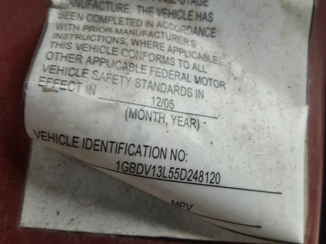 1GBDV13L55D248120 - 2005 CHEVROLET UPLANDER I 红色 照片 10