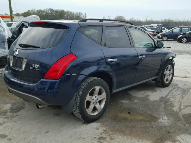 JN8AZ08W63W215102 - 2003 NISSAN MURANO SL BLUE photo 4