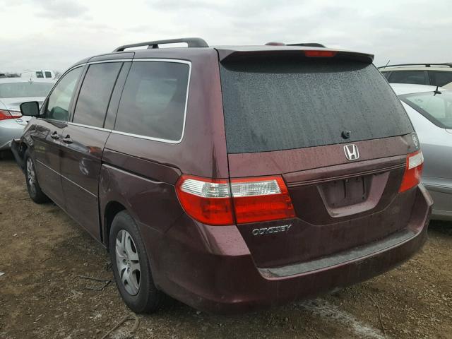 5FNRL38767B140521 - 2007 HONDA ODYSSEY EX PURPLE photo 3