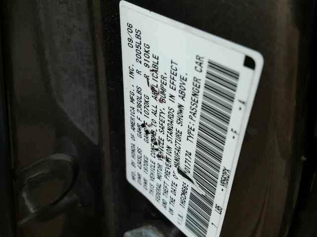 1HGCM665X7A017174 - 2007 HONDA ACCORD EX SILVER photo 10