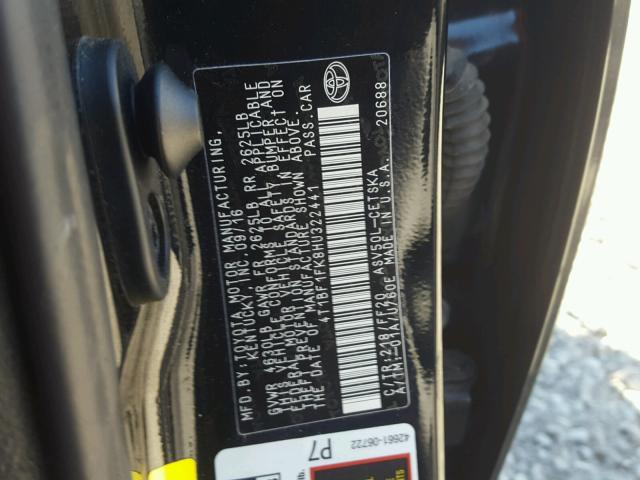 4T1BF1FK8HU322441 - 2017 TOYOTA CAMRY LE 黑色 照片 10