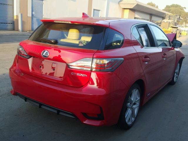 JTHKD5BHXH2300981 - 2017 LEXUS CT 200 RED photo 4