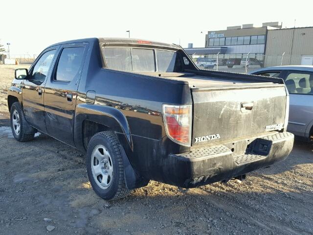 2HJYK16517H002072 - 2007 HONDA RIDGELINE BLACK photo 3