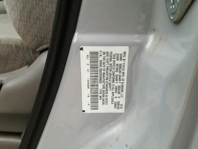 5FNRL18523B008630 - 2003 HONDA ODYSSEY LX SILVER photo 10