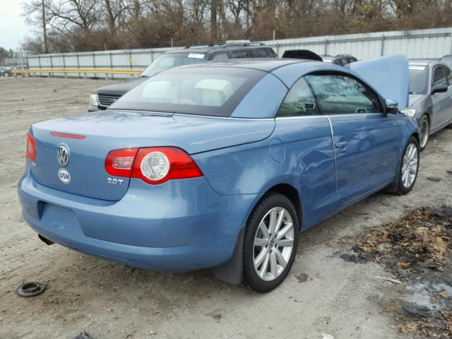 WVWBA7AH8AV022366 - 2010 VOLKSWAGEN EOS TURBO BLUE photo 4