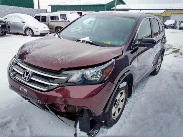 2HKRM4H37EH122804 - 2014 HONDA CR-V LX BURGUNDY photo 2