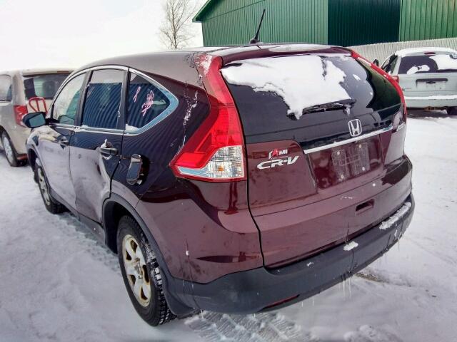 2HKRM4H37EH122804 - 2014 HONDA CR-V LX BURGUNDY photo 3