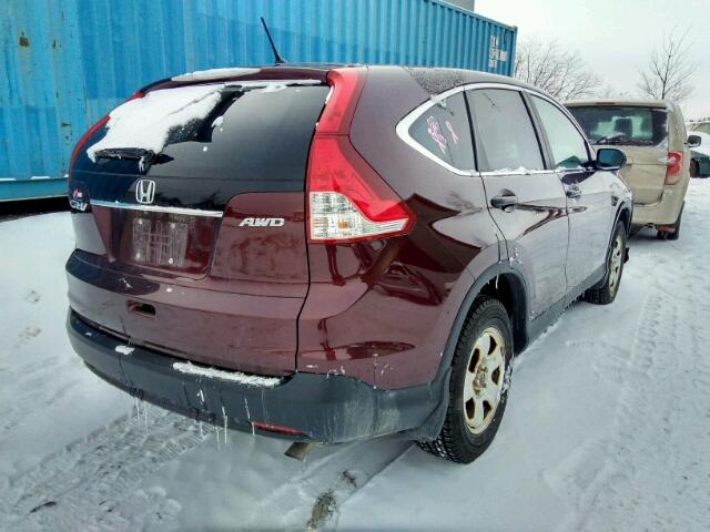 2HKRM4H37EH122804 - 2014 HONDA CR-V LX BURGUNDY photo 4