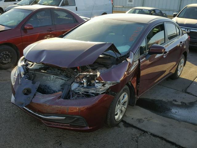 2HGFB2F58FH521976 - 2015 HONDA CIVIC LX MAROON photo 2