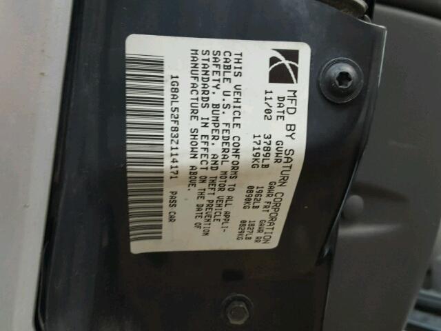 1G8AL52F83Z114171 - 2003 SATURN ION LEVEL Gümüş foto 10