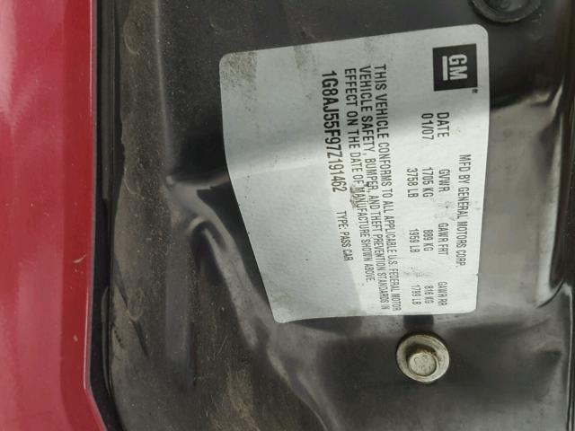 1G8AJ55F97Z191462 - 2007 SATURN ION LEVEL 红色 照片 10