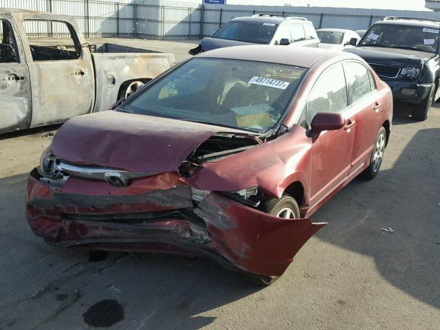 JHMFA16527S003544 - 2007 HONDA CIVIC LX RED photo 2