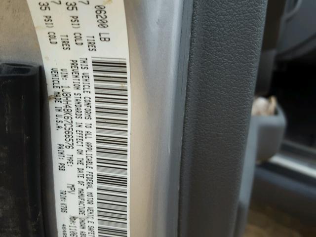 1J8HH48K67C566576 - 2007 JEEP COMMANDER ვერცხლისფერი ფოტო 10