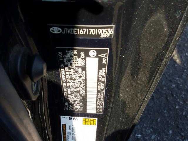 JTKDE167170190536 - 2007 TOYOTA SCION TC 黑色 照片 10