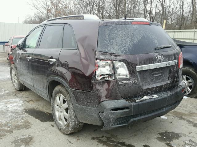 5XYKT3A17BG093847 - 2011 KIA SORENTO BA MAROON photo 3