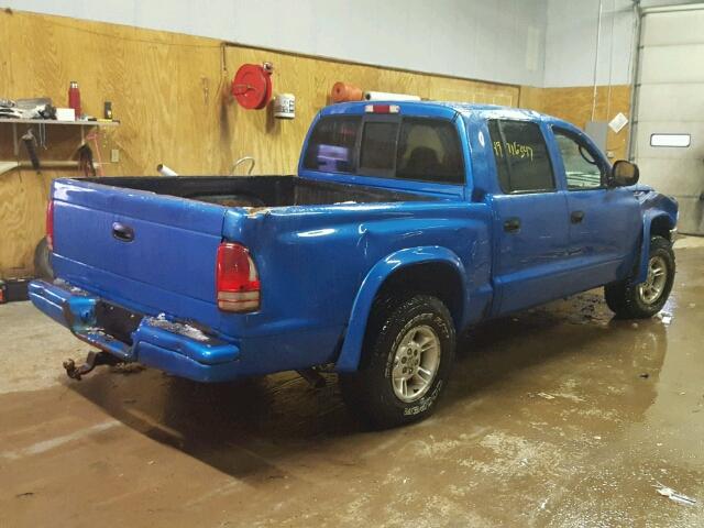 1B7HG2AZ2YS731195 - 2000 DODGE DAKOTA QUA BLUE photo 4