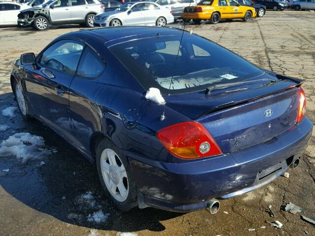 KMHHN65F13U050144 - 2003 HYUNDAI TIBURON GT BLUE photo 3