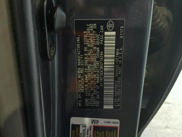 4T1BF3EK3BU719284 - 2011 TOYOTA CAMRY BASE BLACK photo 10