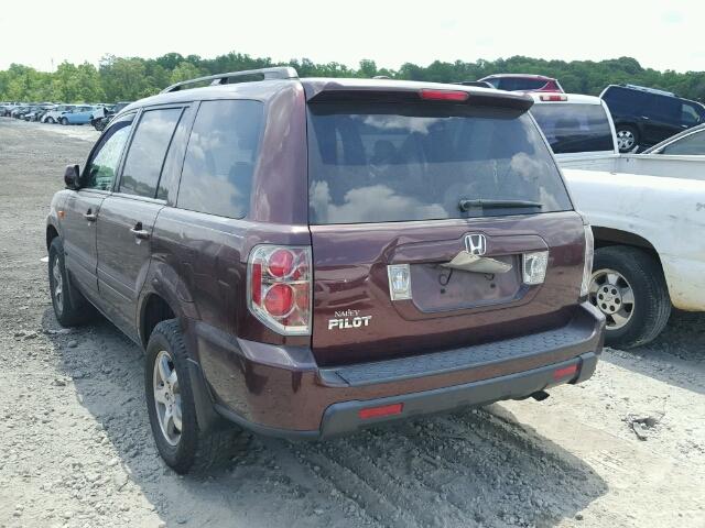 5FNYF28588B030227 - 2008 HONDA PILOT EXL BURGUNDY photo 3