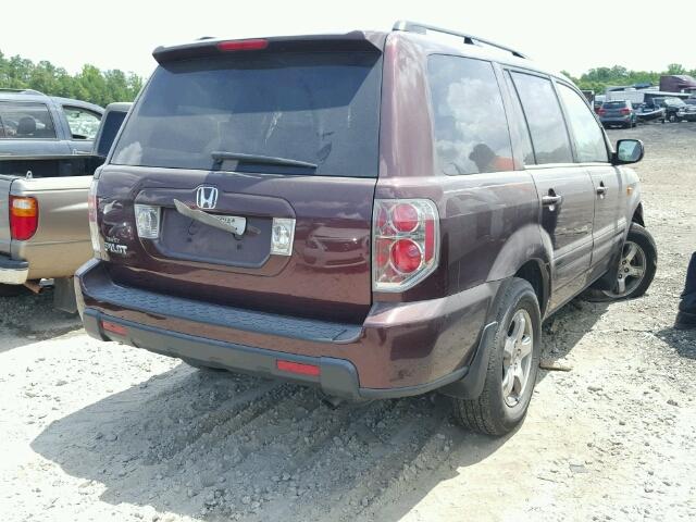 5FNYF28588B030227 - 2008 HONDA PILOT EXL BURGUNDY photo 4