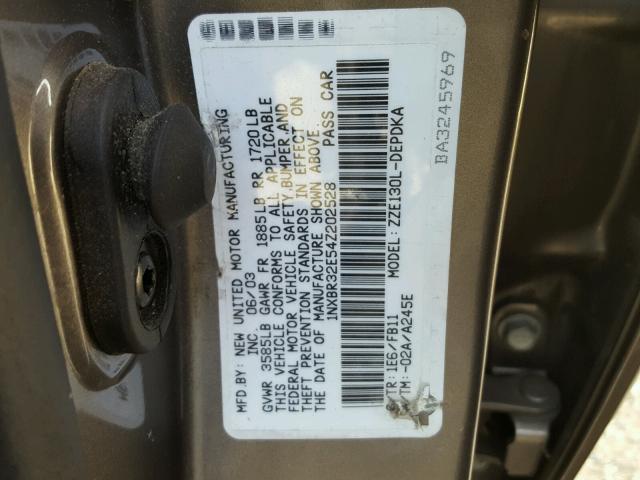 1NXBR32E54Z202528 - 2004 TOYOTA COROLLA CE GRAY photo 10