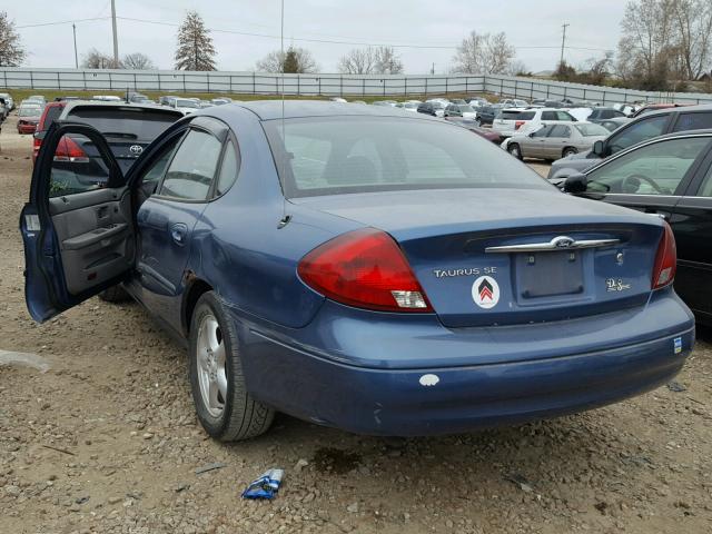 1FAFP53U72A140602 - 2002 FORD TAURUS SE BLUE photo 3