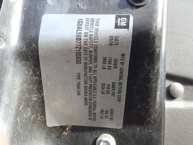 1G8AL58B77Z105830 - 2007 SATURN ION LEVEL BLACK photo 10