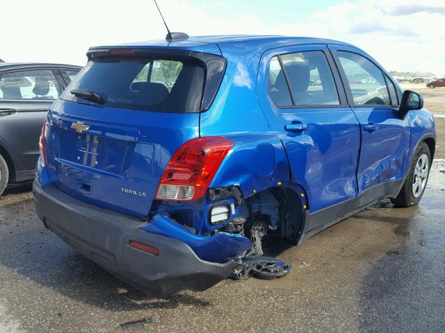 KL7CJKSB0GB760073 - 2016 CHEVROLET TRAX LS BLUE photo 4