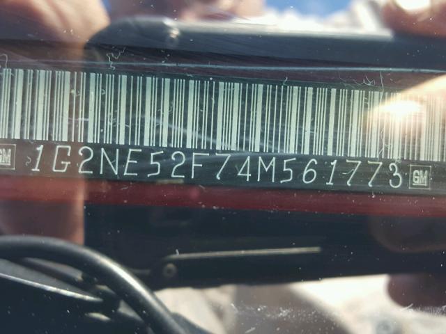 1G2NE52F74M561773 - 2004 PONTIAC GRAND AM S ბურგუნდია ფოტო 10