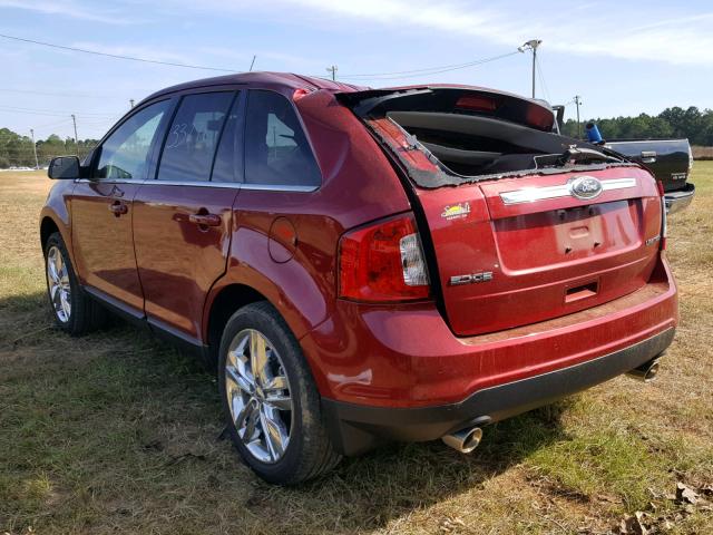 2FMDK3KC9EBB60111 - 2014 FORD EDGE LIMIT RED photo 3