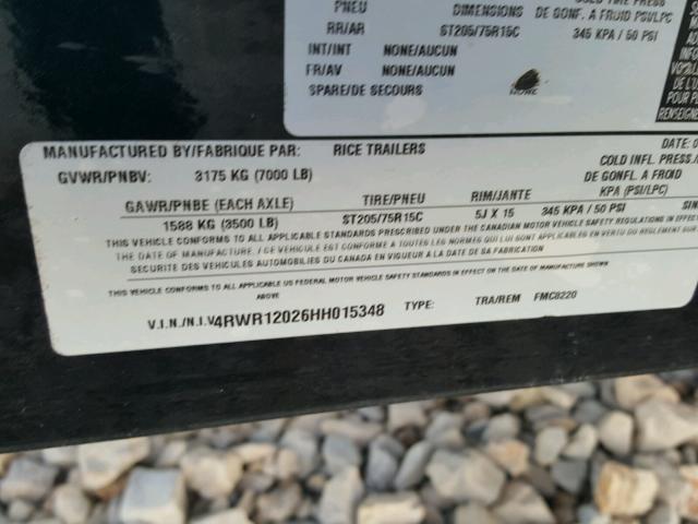 4RWR12026HH015348 - 2017 TILT TRAILER Սև լուսանկար 10