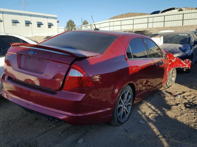 3FAHP0HA3BR221371 - 2011 FORD FUSION SE RED photo 4