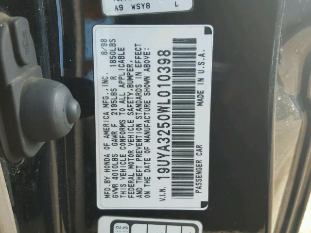 19UYA3250WL010398 - 1998 ACURA 2.3CL BLACK photo 10