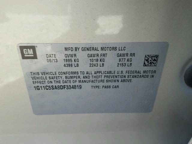 1G11C5SA8DF334819 - 2013 CHEVROLET MALIBU 1LT 金色 照片 10