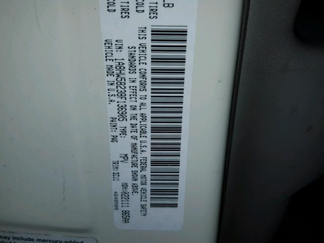 1A8HW58238F136905 - 2008 CHRYSLER ASPEN LIMI 奶油色 照片 10