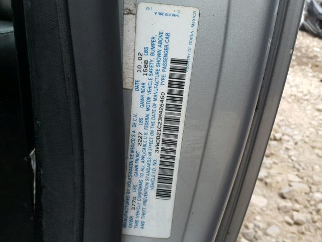 3VWDD21C23M426460 - 2003 VOLKSWAGEN NEW BEETLE 银色 照片 10