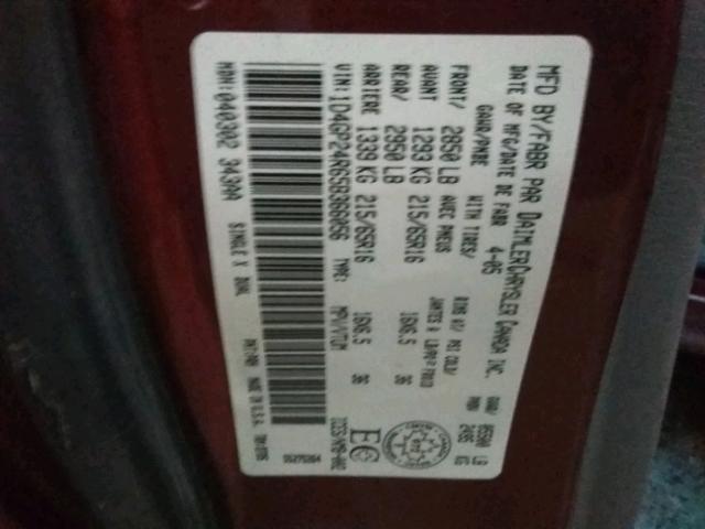 1D4GP24R65B366056 - 2005 DODGE GRAND CARA RED photo 10