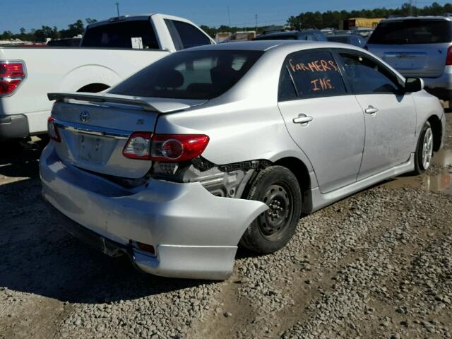 2T1BU4EE1BC613956 - 2011 TOYOTA COROLLA BA SILVER photo 4